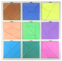 Игрушка развивающая Головоломка Сложи Квадрат покрашенная, второй уровень сложности AS-7158