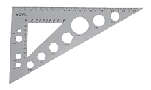 Треугольник 22 см большой с транспортиром серый  AS-0619