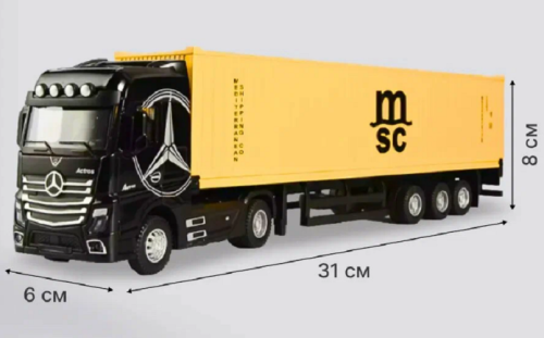 Машинка Автопром Mercedes Actros фура черная металл инерционная 31см 7540 Машинка Автопром Mercedes Actros фура черная металл инерционная 31см 7540