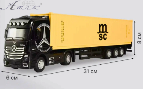 Машинка Автопром Mercedes Actros фура чорна інерційна метал 31 см 7540 Машинка Автопром Mercedes Actros фура чорна інерційна метал 31 см 7540