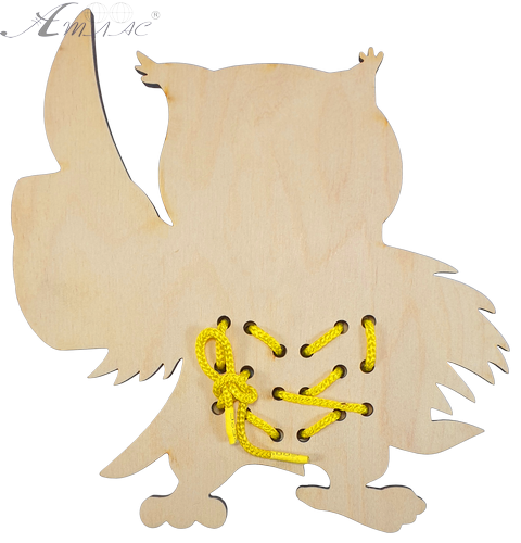 Игрушка развивающая Шнуровка Сова 18 х 19 см, с цветным шнурком 1 м AS-7132 фото 2