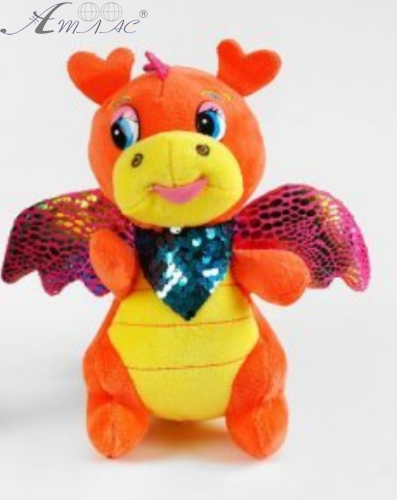 Игрушка Мягкая Дракончик Оранжевый 20см. 10025 Игрушка Мягкая Дракончик Оранжевый 20см. 10025
