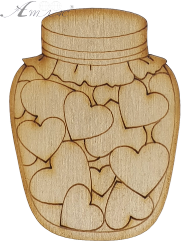 Фигурка фанерная - Банка с сердечками 6 см AS-4607, В-0160 Фигурка фанерная - Банка с сердечками 6 см AS-4607, В-0160