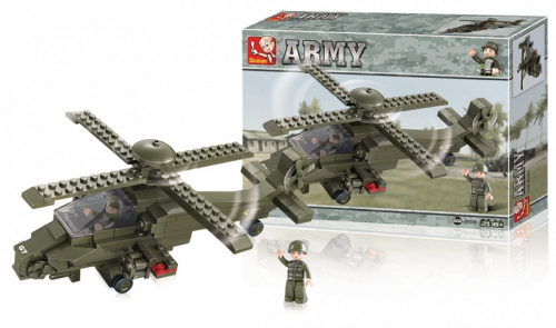 Игрушка Конструктор Sluban Армия Военный вертолет 199 деталей  M38-B0298