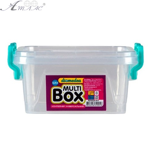 Контейнер харчовий з ручками  0,35л 10,5*10,5*5 см пластик А-4