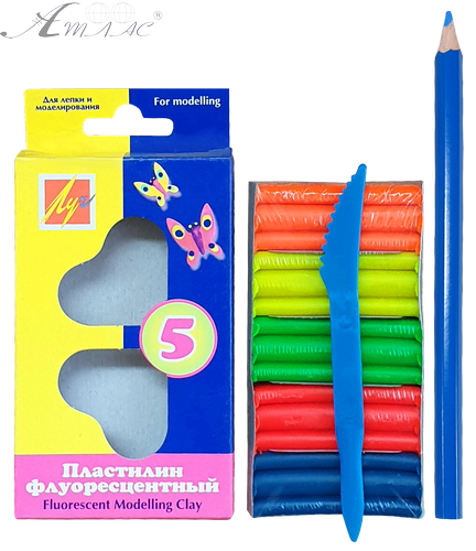 Пластилін Луч флуоресцентний 5 кольорів 12С 764-08 фото 2 Пластилін Луч флуоресцентний 5 кольорів 12С 764-08 фото 2