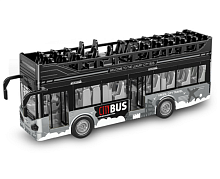 Игрушка Автобус кабрио двухэтажный серый 28 см  JS-122A