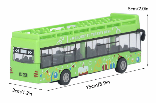 Игрушка Автобус Die-Cast кабрио двухэтажный зеленый 15 см 1210-1D48 фото 3 Игрушка Автобус Die-Cast кабрио двухэтажный зеленый 15 см 1210-1D48 фото 3