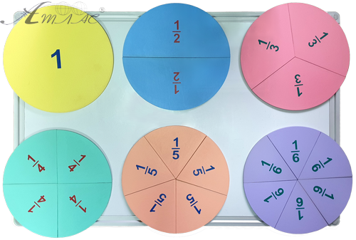 Дроби учебные от 1 до 6 частей d = 20 см ЦВЕТНЫЕ с цифрами на магнитах из фанеры AS-7110, О-00028 фото 2