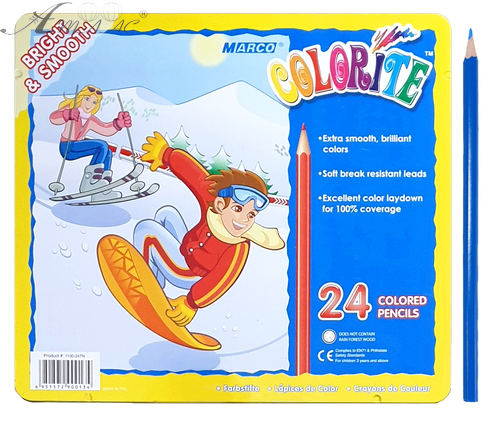 Олівці кольорові Marco Colorite 24 кольорів шестигранні в металевому пеналі 1100-24TN Олівці кольорові Marco Colorite 24 кольорів шестигранні в металевому пеналі 1100-24TN