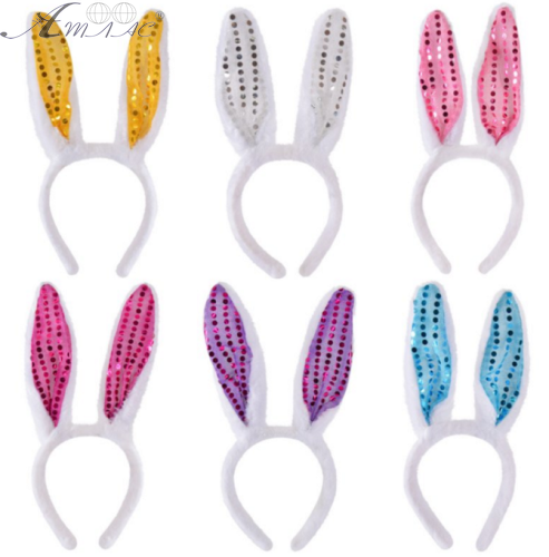 Игрушки Обруч Ушки Зайки меховые с пайетками 26см фиолетовые  14668 фото 2