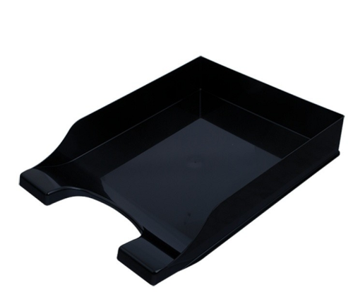 Лоток пластиковый для бумаг горизонтальный "Симметрия" черный   80803
