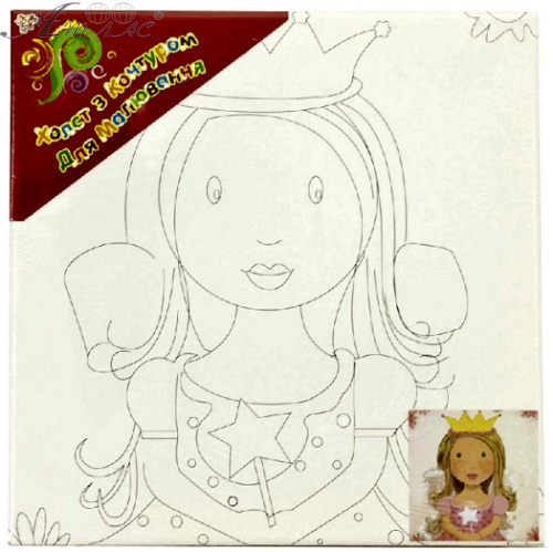 Полотно з контуром Принцеса на підрамнику 25 х 25 см 951005 Полотно з контуром Принцеса на підрамнику 25 х 25 см 951005