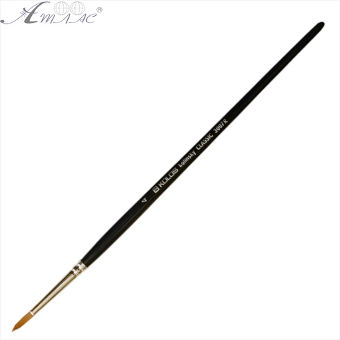 Пензлик колонок круглий № 4 Kolos Classic, чорна ручка 17 см 3007R Пензлик колонок круглий № 4 Kolos Classic, чорна ручка 17 см 3007R