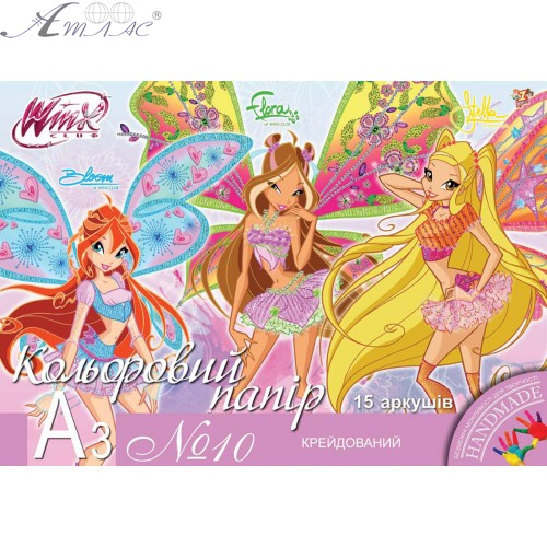 Папір кольоровий, набір 1В № 10 крейдований, 2 дизайна А3, 15 арк 950531 фото 2