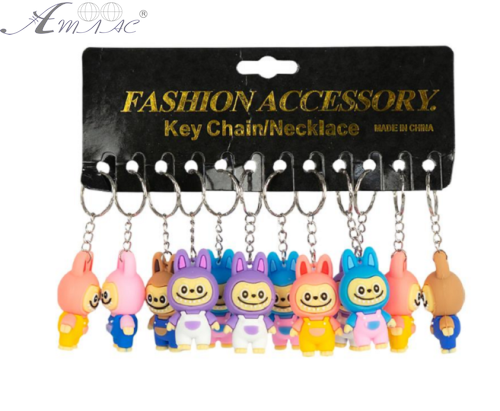 Брелок Лабубу в комбінезоні гумовий 6 см 2516 Брелок Лабубу в комбінезоні гумовий 6 см 2516