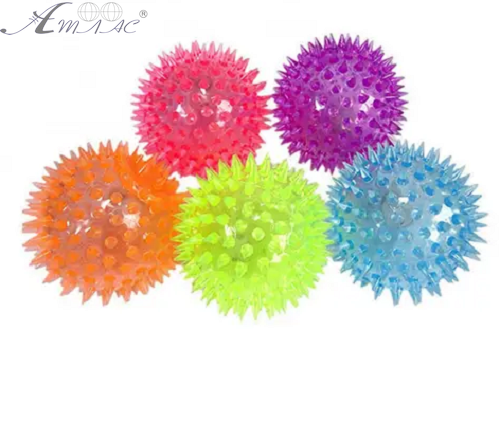 Игрушка Мячик 7,5 см с шипами массажный, светится 17359 Игрушка Мячик 7,5 см с шипами массажный, светится 17359