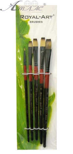 Набір пензлів синтетичних 5шт Royal-Art плоскі + RA-386 Набір пензлів синтетичних 5шт Royal-Art плоскі + RA-386