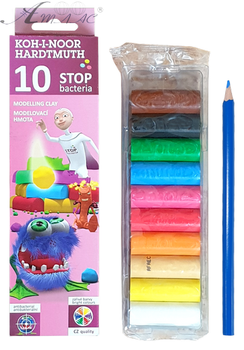 Пластилін Koh-i-Noor Stop bacteria 10 кольорів 200 гр термін до 21р 131810 фото 2 Пластилін Koh-i-Noor Stop bacteria 10 кольорів 200 гр термін до 21р 131810 фото 2