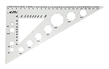 Треугольник 22 см большой с транспортиром, супер-белый  AS-0613