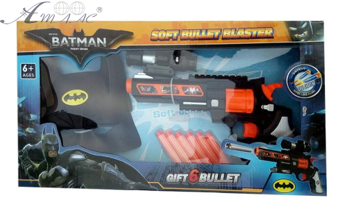 Игрушка Бластер Batman Soft Bullet Blaster с поролоновыми пулями и маской SB439 Игрушка Бластер Batman Soft Bullet Blaster с поролоновыми пулями и маской SB439
