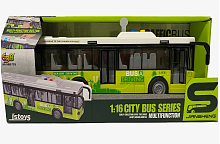 Игрушка Автобус Салатовый двери открываются+свет+звук 26 см  JS120