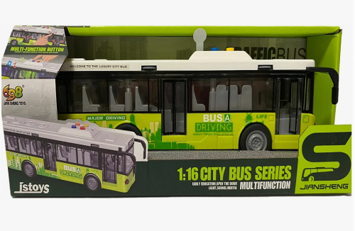 Игрушка Автобус Салатовый двери открываются+свет+звук 26 см  JS120