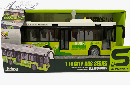 Іграшка Автобус Салатовий двері відчиняються + світло + звук 26 см JS120 Іграшка Автобус Салатовий двері відчиняються + світло + звук 26 см JS120
