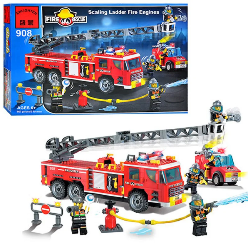 Игрушка Конструктор Пожарная машина Fire Rescue 607 деталей 908 Игрушка Конструктор Пожарная машина Fire Rescue 607 деталей 908