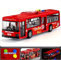Игрушка Автобус Sity красный двери открываются+свет+звук 28 см  1106А