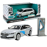Машинка Автопром Skoda SuperB iV Срібляста електро світло звук 14см  68744