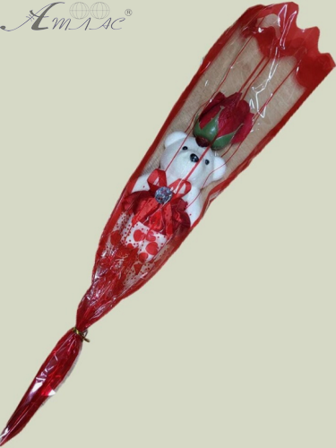 Декор Топпер Мишка с мыльной розой 38 см 09386 Декор Топпер Мишка с мыльной розой 38 см 09386