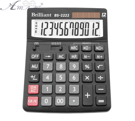 Калькулятор Brilliant BS-2222 настільний 12розрядів 150х193мм Калькулятор Brilliant BS-2222 настільний 12розрядів 150х193мм