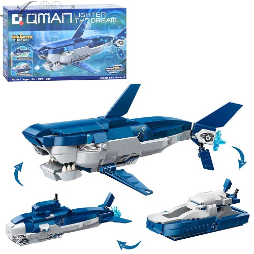 Игрушка Конструктор Qman Акула подлодка патрульное судно 3в1 237 деталей 42113 Игрушка Конструктор Qman Акула подлодка патрульное судно 3в1 237 деталей 42113