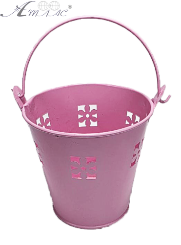 Ведерко Декоративное металл 9,5 х 9,5см Диз № 5 прорезь цветок Розовое 13705 Ведерко Декоративное металл 9,5 х 9,5см Диз № 5 прорезь цветок Розовое 13705