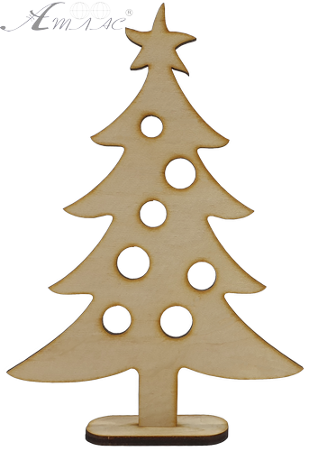 Фигурка фанерная - Елка большая с отверстиями и звездой на подставке 17 см AS-4639, В-0144 Фигурка фанерная - Елка большая с отверстиями и звездой на подставке 17 см AS-4639, В-0144