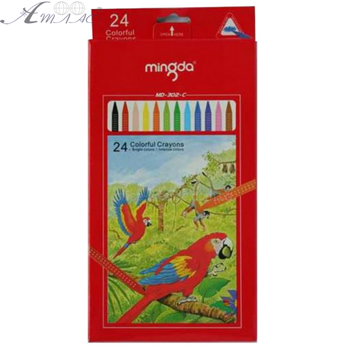 Олівці воскові Mingda 24 кольори трикутні *3029 Олівці воскові Mingda 24 кольори трикутні *3029
