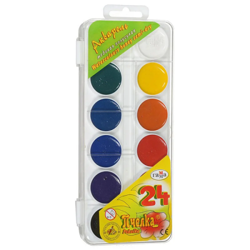 Акварель набор Гамма Пчелка медовая полусухая 24 цвета 212035