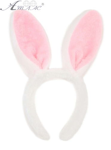 Игрушки Обруч Ушки Зайки с хвостиком 28см меховые белые с розовым 10278 фото 2 Игрушки Обруч Ушки Зайки с хвостиком 28см меховые белые с розовым 10278 фото 2