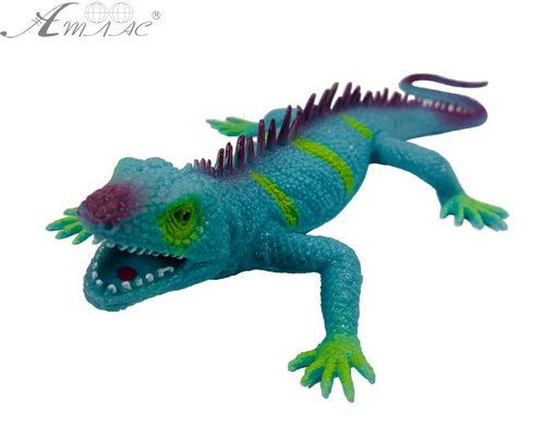 Игрушка Силиконовая тянучка Ящерица Большая бирюзовая с красным хребтом 14181 Игрушка Силиконовая тянучка Ящерица Большая бирюзовая с красным хребтом 14181