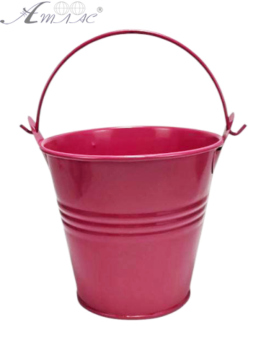 Ведерко Декоративное металл  9,5 х 9,5см Диз № 3 три полосы Красное  16703