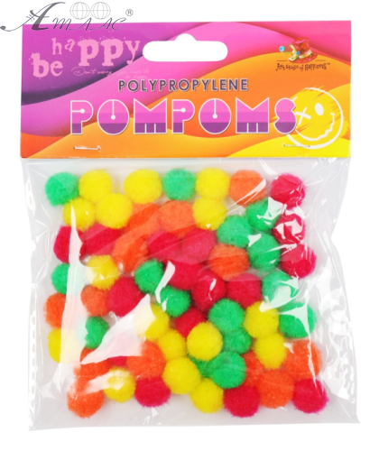 Декор Помпони Кольорові 5 кольорів 60 штук  MQ2014