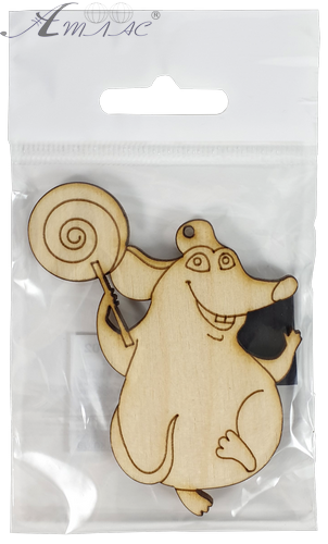 Фігурка фанерна - Мишеня № 20 з круглим льодяником 60 х 80 мм з магнітом AS-4844, В-0402 фото 2 Фігурка фанерна - Мишеня № 20 з круглим льодяником 60 х 80 мм з магнітом AS-4844, В-0402 фото 2