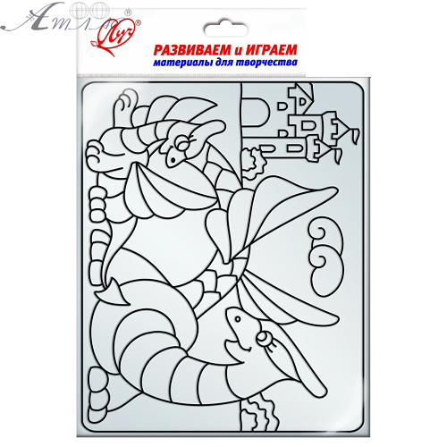Трафарет Витражный - рельефный Дракончики 22С1406-08 Трафарет Витражный - рельефный Дракончики 22С1406-08