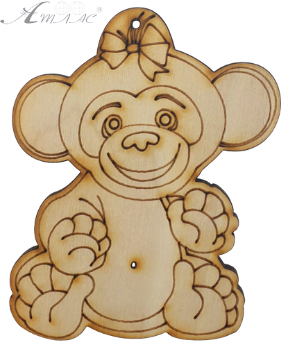 Фигурка фанерная - Обезьянка с бантом, ладошки 9 см AS-4689, В-0102 Фигурка фанерная - Обезьянка с бантом, ладошки 9 см AS-4689, В-0102
