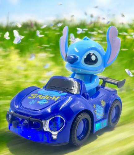 Игрушка Машинка Стич с дымом, светом и звуком 16см в коробке  6608-27В фото 2