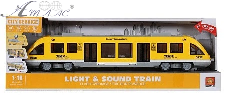 Игрушка Поезд Экспресс City Service Желтый инерция свет звук 45см  WY920B