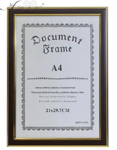 Фоторамка 21 х 29,7 см Темно-Коричневая под дерево с золотым кантом 572697 Фоторамка 21 х 29,7 см Темно-Коричневая под дерево с золотым кантом 572697