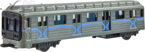 Модель Автопром Вагон Метро 17см Серый металл инерционный  09088