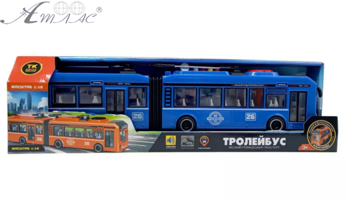 Іграшка Машинка АвтоЕксперт Тролейбус-гармошка Синій зі світлом двері відкриваються 40 см 26487 Іграшка Машинка АвтоЕксперт Тролейбус-гармошка Синій зі світлом двері відкриваються 40 см 26487
